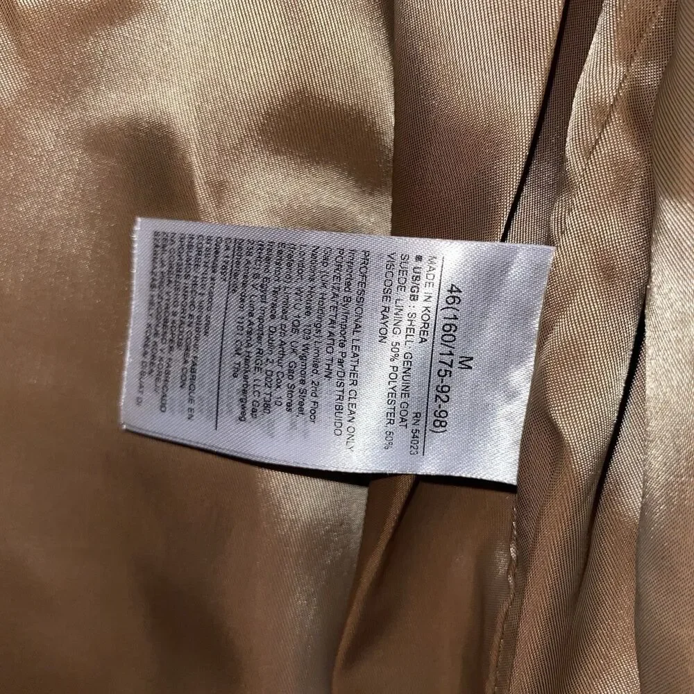 Banana Republic Men's Hunting Vest Tan Goat Suede M Full Zip Lined Multi-Pocket